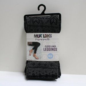 New 1 Pair Muk Luks Fleece Lined Patterned Size M/L Leggings NWT